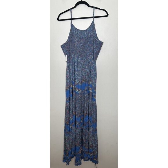 Angie Blue Floral Maxi Dress Women’s Boho Ruffle Sleeveless Plus Size 1X NEW NWT - Picture 4 of 4